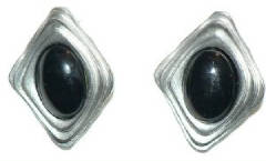 Metal and black stone earrings