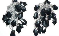 Black silvertone earrings