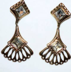 Goldtone large stone earrings