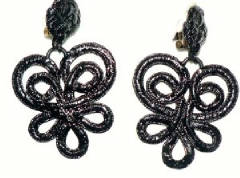 Long black metal earrings