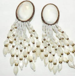 White mother of pearl antique earrings