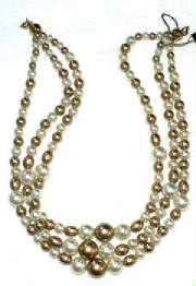 Golden fake pearl necklace
