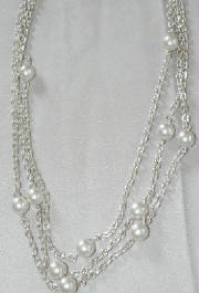 Silvertone fake pearl necklace